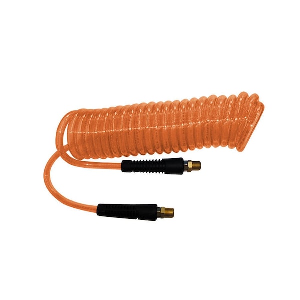Interstate Pneumatics Orange Polyurethane Recoil Hose 1/4 Inch x 10 feet Solid Fittings HR44-010 - main